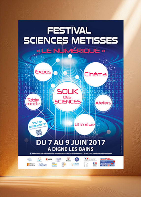 Affiche événementielle – Festival Sciences Métisses (Digne-les-Bains)