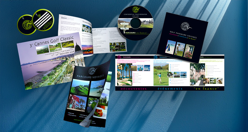Identité visuelle et supports – Golf Parcours Voyage (Cannes)