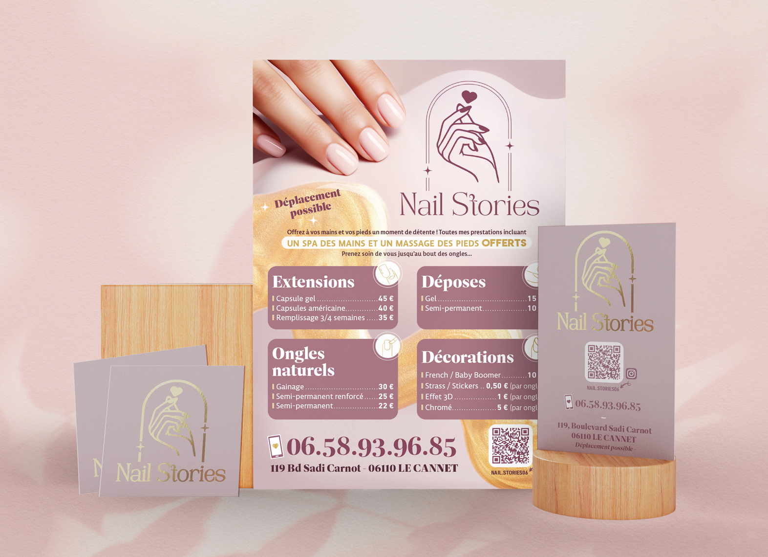 Supports pour institut de beauté avec dorure