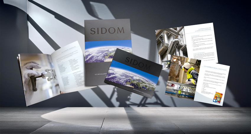 Brochure institutionnelle – SIDOM, finition vernis sélectif